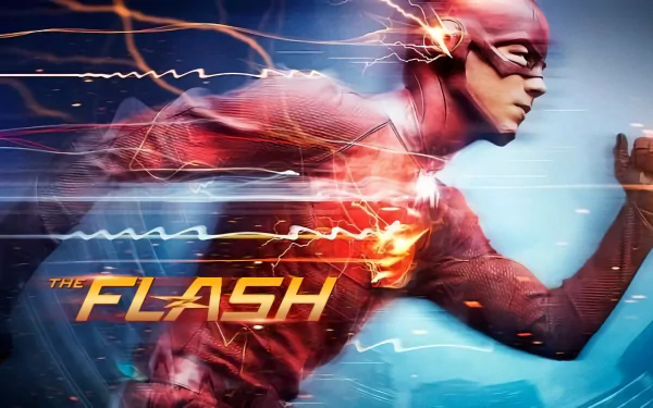 A dynamic HD wallpaper featuring Barry Allen, portrayed by Grant Gustin, as The Flash in the TV show The Flash (2014), showcasing his swift motion and iconic costume.