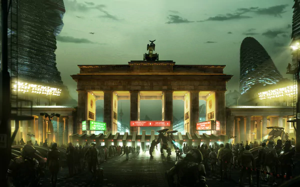 Brandenburg Gate Berlin video game Deus Ex: Mankind Divided HD Desktop Wallpaper | Background Image