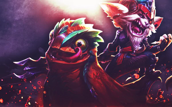 A vibrant HD desktop wallpaper featuring Kled from League of Legends, showcasing his dynamic character alongside a whimsical creature in an action-packed scene.