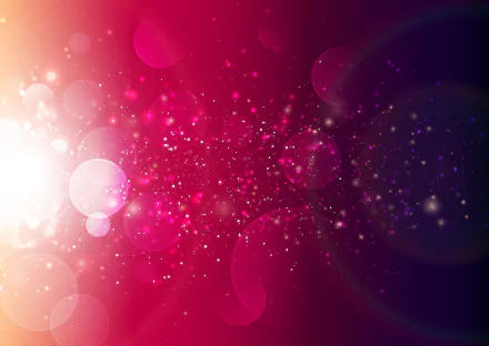 Abstract, partial HD desktop wallpaper featuring vibrant pink and purple hues with sparkling light particles and soft glowing orbs against a dark gradient background.