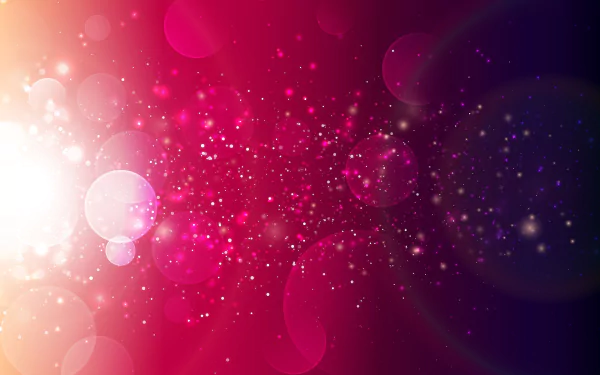 Abstract, partial HD desktop wallpaper featuring vibrant pink and purple hues with sparkling light particles and soft glowing orbs against a dark gradient background.