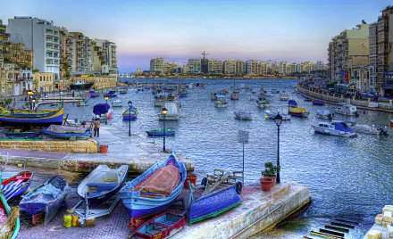 St. Julian's boat malta man made town HD Desktop Wallpaper | Background Image