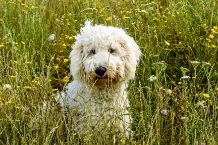 grass goldendoodle Animal dog HD Desktop Wallpaper | Background Image