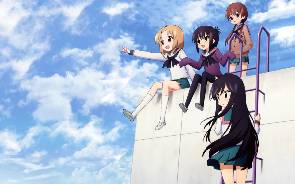 Yuuko Nishi Run Momoki Nagisa Tennouji Tooru Ichii Anime A Channel HD Desktop Wallpaper | Background Image