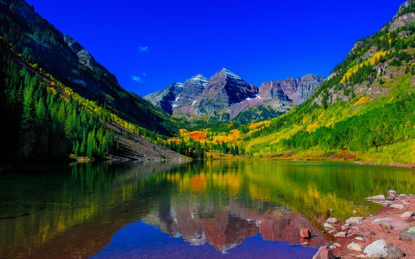 Tierra/Naturaleza Lago Lagos Maroon Lake Colorado Montaña Peak Reflejo Rocky Mountains Naturaleza Bosque Fondo de pantalla HD | Fondo de Escritorio