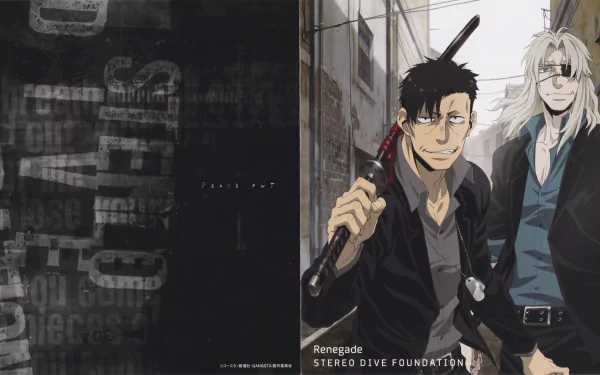 HD desktop wallpaper featuring characters from the anime Gangsta, showcasing a dark alley setting with dynamic poses and gritty aesthetics.