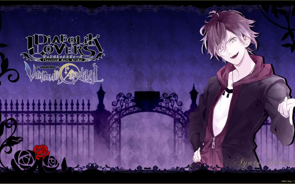 HD desktop wallpaper featuring a character from the anime Diabolik Lovers against a dark, ornate gate background.