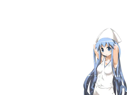 HD PC desktop wallpaper featuring Ika Musume, the blue-haired anime character from Squid Girl, set against a clean white background.