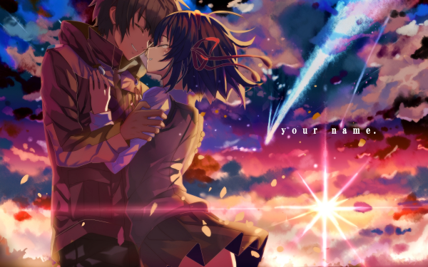 Anime Your Name. Kimi No Na Wa. Mitsuha Miyamizu Taki Tachibana Cloud School Uniform Tears HD Wallpaper | Background Image