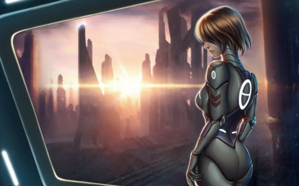 Sci Fi Cyborg City Sunbeam HD Wallpaper | Background Image