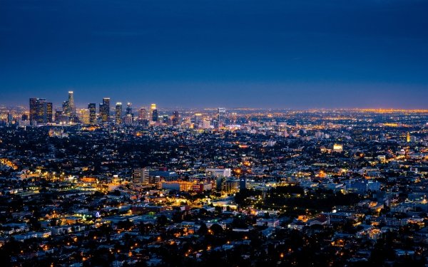 Man Made Los Angeles Cities United States City USA Cityscape Horizon Night Building Skyscraper HD Wallpaper | Background Image