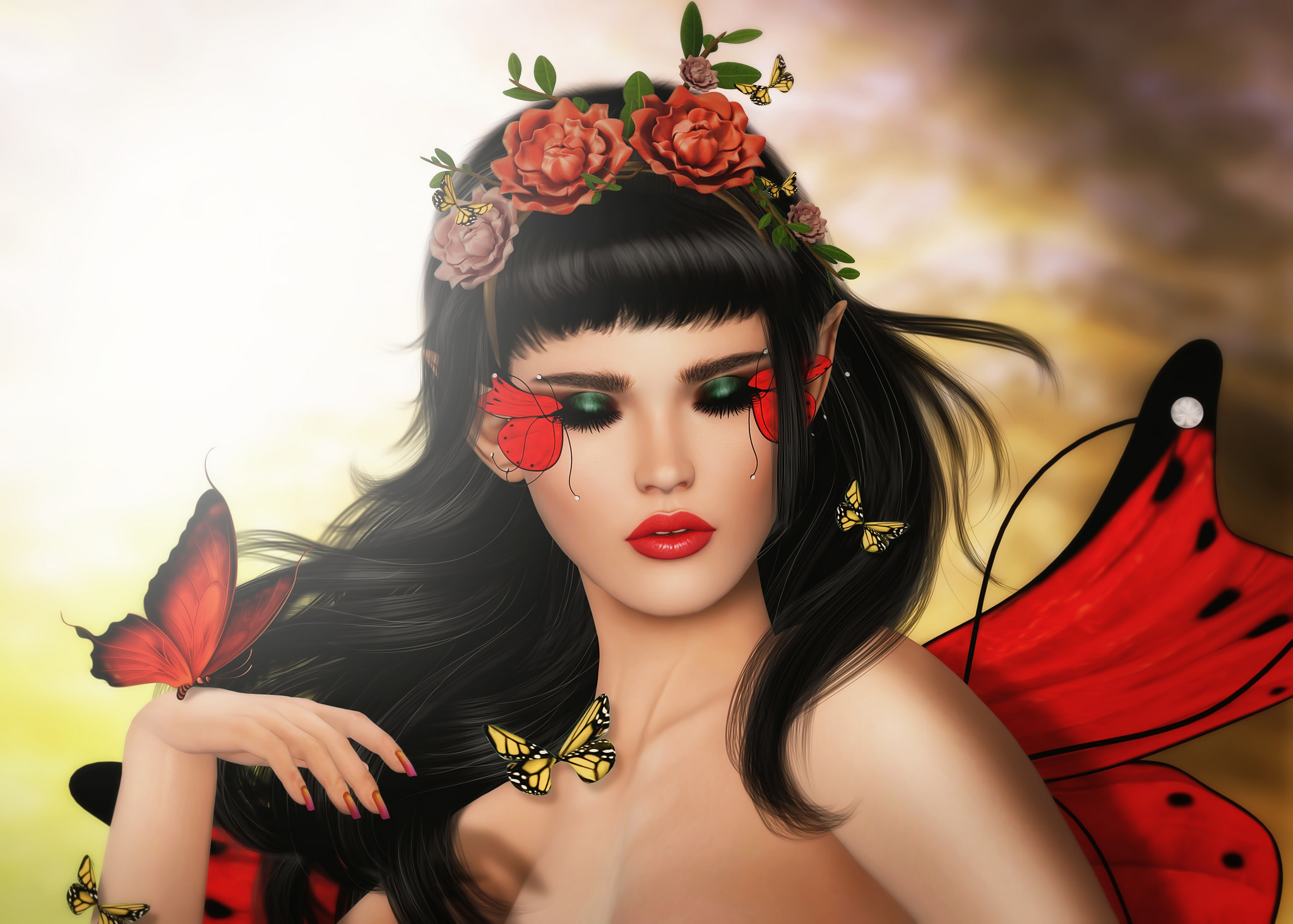Butterfly Fantasy Girl Hd Wallpaper Background Image 2048x1463 5054