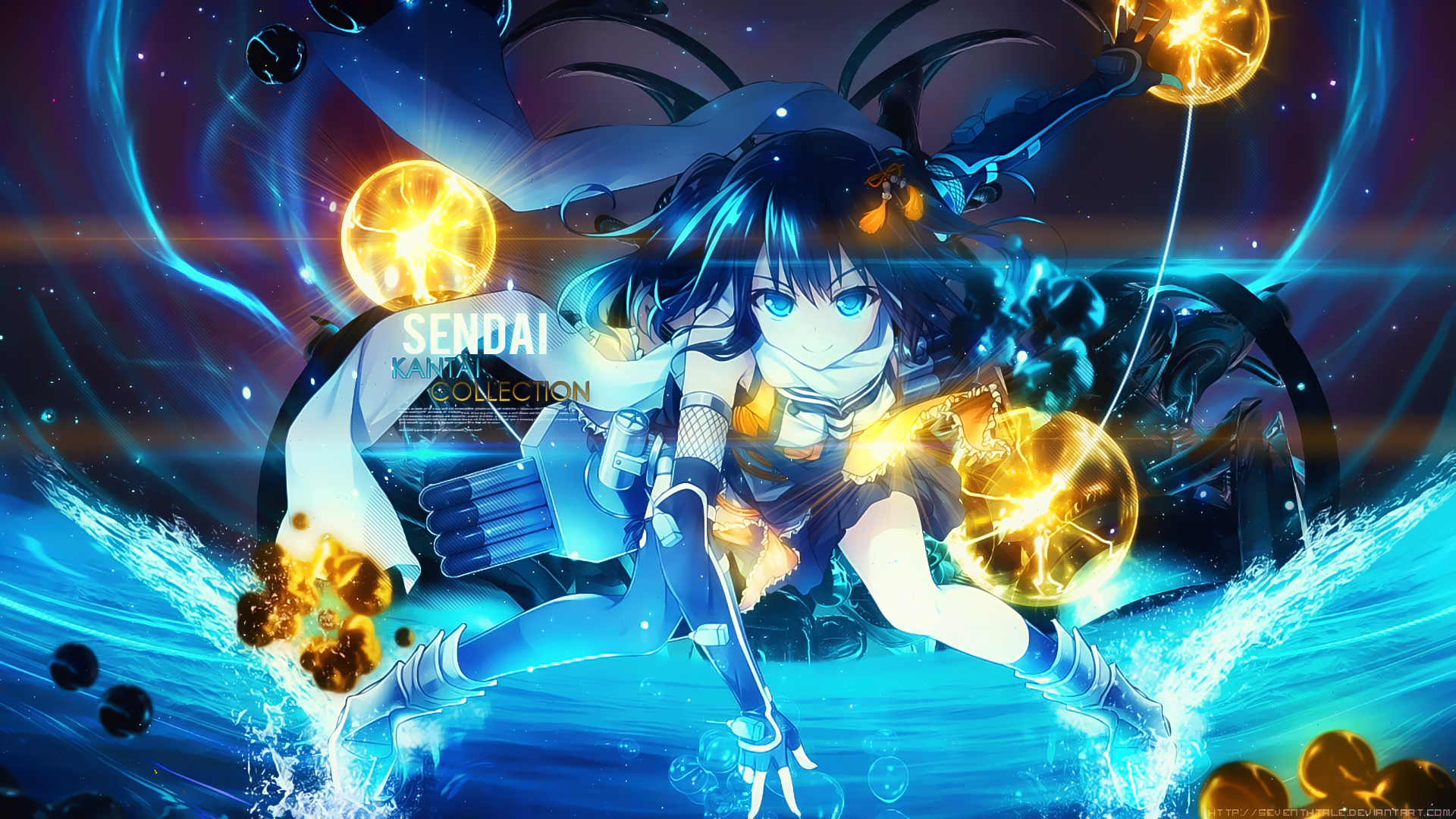 Sendai from Kantai Collection – Stunning HD Anime Wallpaper by Steven Kent  Lomtong, image size:1920x1080