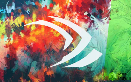 A vibrant HD desktop wallpaper featuring dynamic colors and abstract patterns, prominently displaying the Nvidia logo, symbolizing innovation in technology.