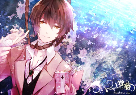 A captivating HD wallpaper featuring an anime character from Bungou Stray Dogs, showcasing vibrant colors and intricate details in a mystical background.
