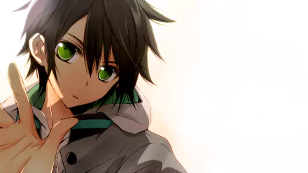 Yūichirō Hyakuya from the anime Seraph of the End featured in a vibrant HD desktop wallpaper, showcasing his distinctive style and expressive look.