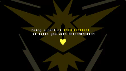 A vibrant 4K Ultra HD wallpaper showcasing Team Instinct from Pokémon Go, featuring an Undertale-inspired design that exudes determination and adventure in gaming.