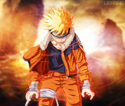 High-definition desktop wallpaper featuring Naruto Uzumaki from the anime Naruto, showcasing his iconic orange outfit and dynamic pose against a vibrant background.