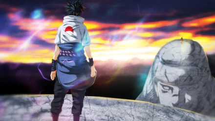 A stunning HD wallpaper featuring Naruto Uzumaki and Sasuke Uchiha, set against a dramatic sunset backdrop, capturing the essence of their bond and the world of Naruto.