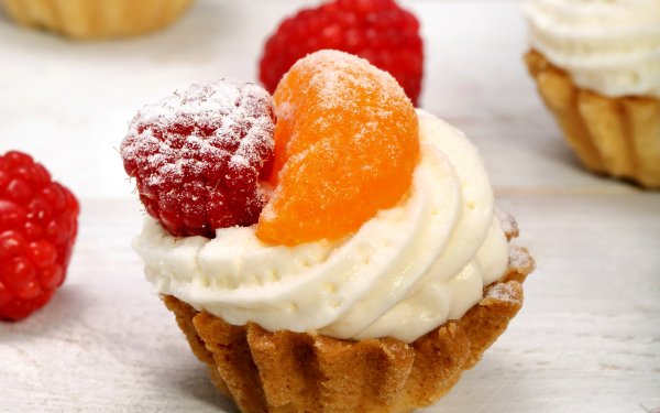 Food Dessert Sweets Pastry Cream Raspberry orange HD Wallpaper | Background Image