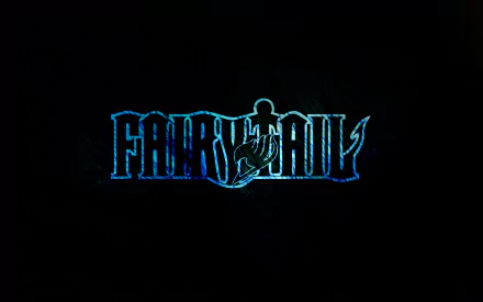 HD PC desktop wallpaper featuring the glowing blue Fairy Tail logo from the anime series against a black background.