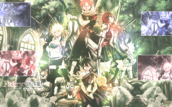 Panther Lily (Fairy Tail) Momon (Fairy Tail) Happy (Fairy Tail) Charles (Fairy Tail) Gajeel Redfox Gray Fullbuster Éclair (Fairy Tail) Erza Scarlet Wendy Marvell Natsu Dragneel Lucy Heartfilia Anime Fairy Tail HD Desktop Wallpaper | Background Image