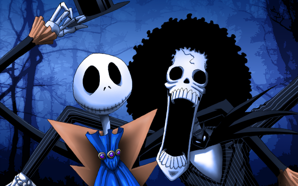 Anime Crossover Jack Skellington Brook The Nightmare Before Christmas One Piece HD Wallpaper | Background Image
