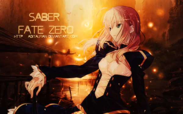 A striking HD desktop wallpaper featuring Saber from Fate/Zero, showcasing vibrant colors and intricate details against a captivating background.