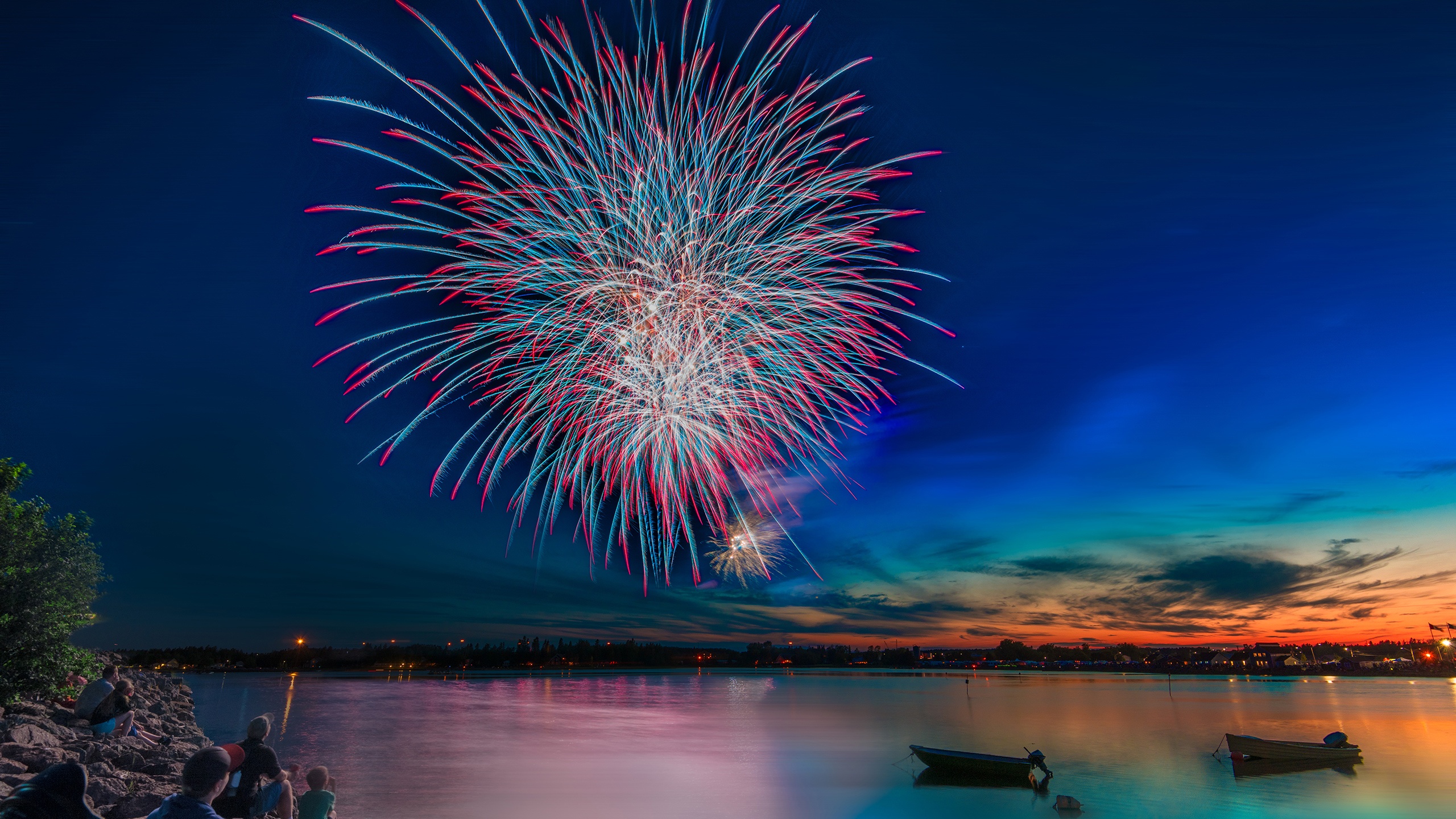 Download Colors Lake Photography Fireworks HD Wallpaper