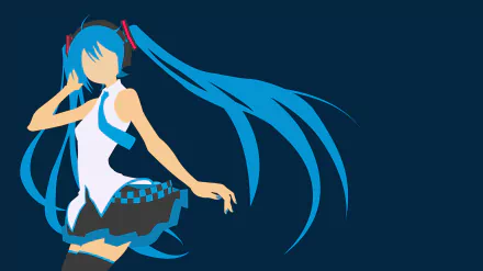 Anime-style Hatsune Miku with long turquoise twintails, headphones and school-style outfit on a dark teal backdrop — Vocaloid 2K Quad HD PC desktop wallpaper.