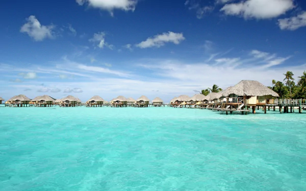 bungalow sky Bora Bora tropical turquoise photography holiday HD Desktop Wallpaper | Background Image