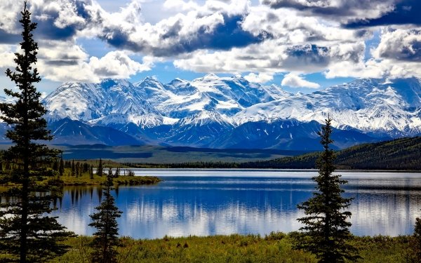 Earth Lake Lakes USA Cloud Tree Denali National Park Mountain Alaska Nature HD Wallpaper | Background Image