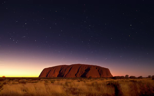 ayers rock landscape starry sky sky night Australia dessert nature Uluru HD Desktop Wallpaper | Background Image