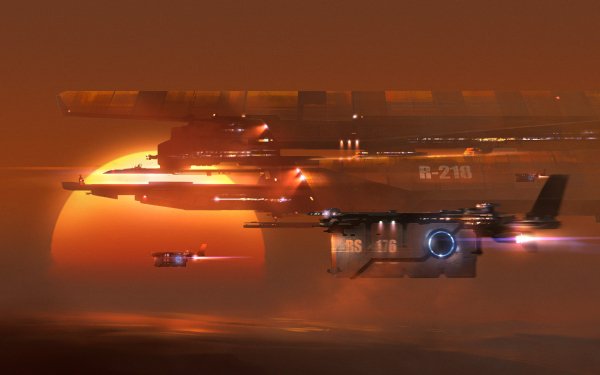 Sci Fi Spaceship Ship Sun Sunset Space HD Wallpaper | Background Image