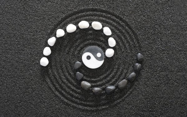 Religioso Yin & Yang Piedra Blanco y negro Sand Fondo de pantalla HD | Fondo de Escritorio
