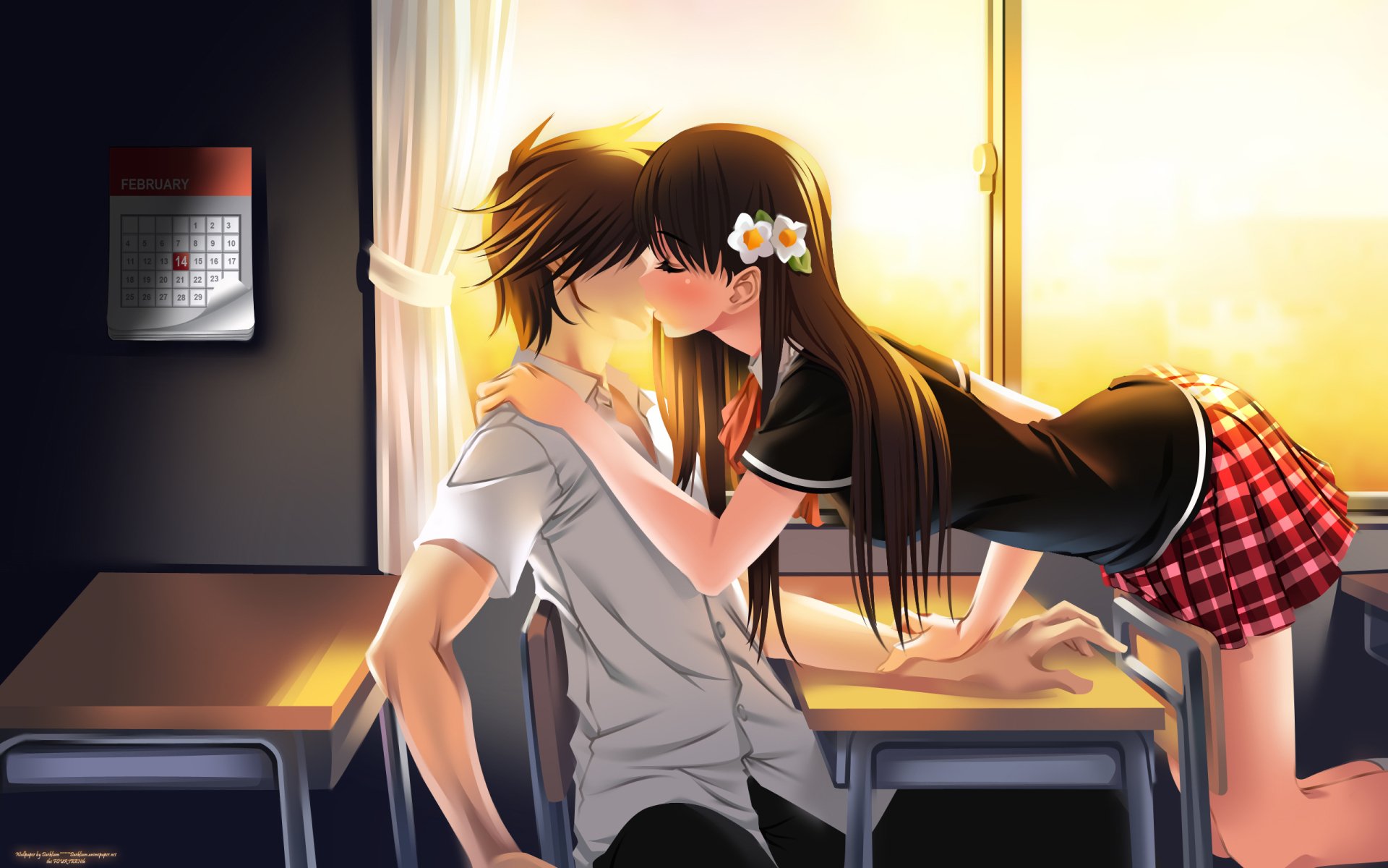 Wallpaper look, girl, love, feelings, kiss, anime, art, pair for mobile and  desktop, section прочее, resolution 1920x1200 - download