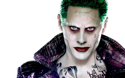 HD desktop wallpaper of Jared Leto as the Joker featured in the movie Suicide Squad.