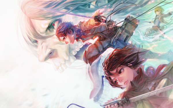 Anime Attack On Titan Mikasa Ackerman Eren Yeager Armin Arlert Shingeki No Kyojin HD Wallpaper | Background Image
