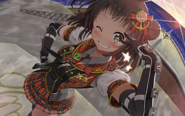 HD PC desktop wallpaper featuring Naka from Kantai Collection, portrayed in vibrant anime style with detailed outfit and dynamic pose.