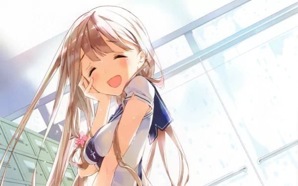 Neko Fujinomiya from Masamune-kun's Revenge smiles cheerfully in this HD desktop wallpaper, capturing the vibrant spirit of the anime with bright lighting and an inviting atmosphere.