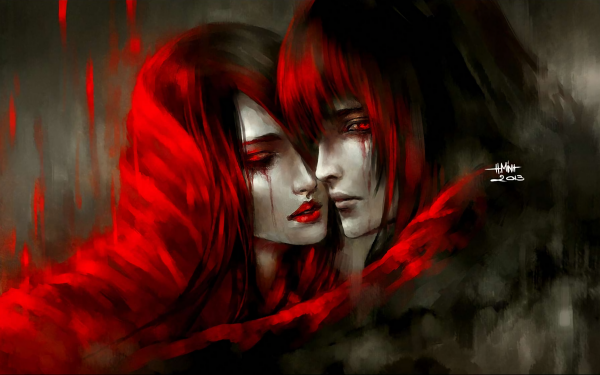 Artistic Painting Couple Love Red Tears Red Eyes HD Wallpaper | Background Image