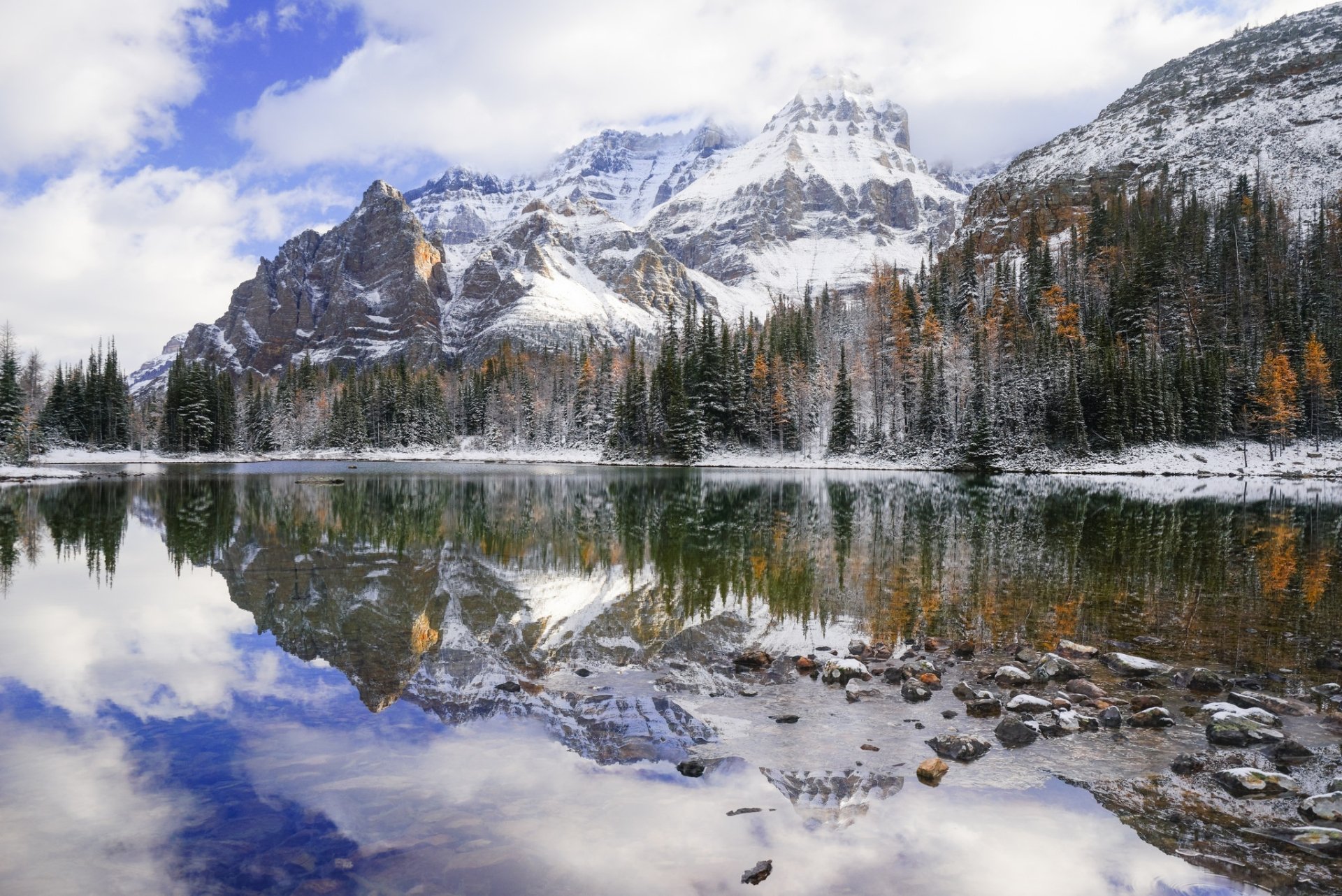 Download Mountain Lake Winter Nature Reflection HD Wallpaper