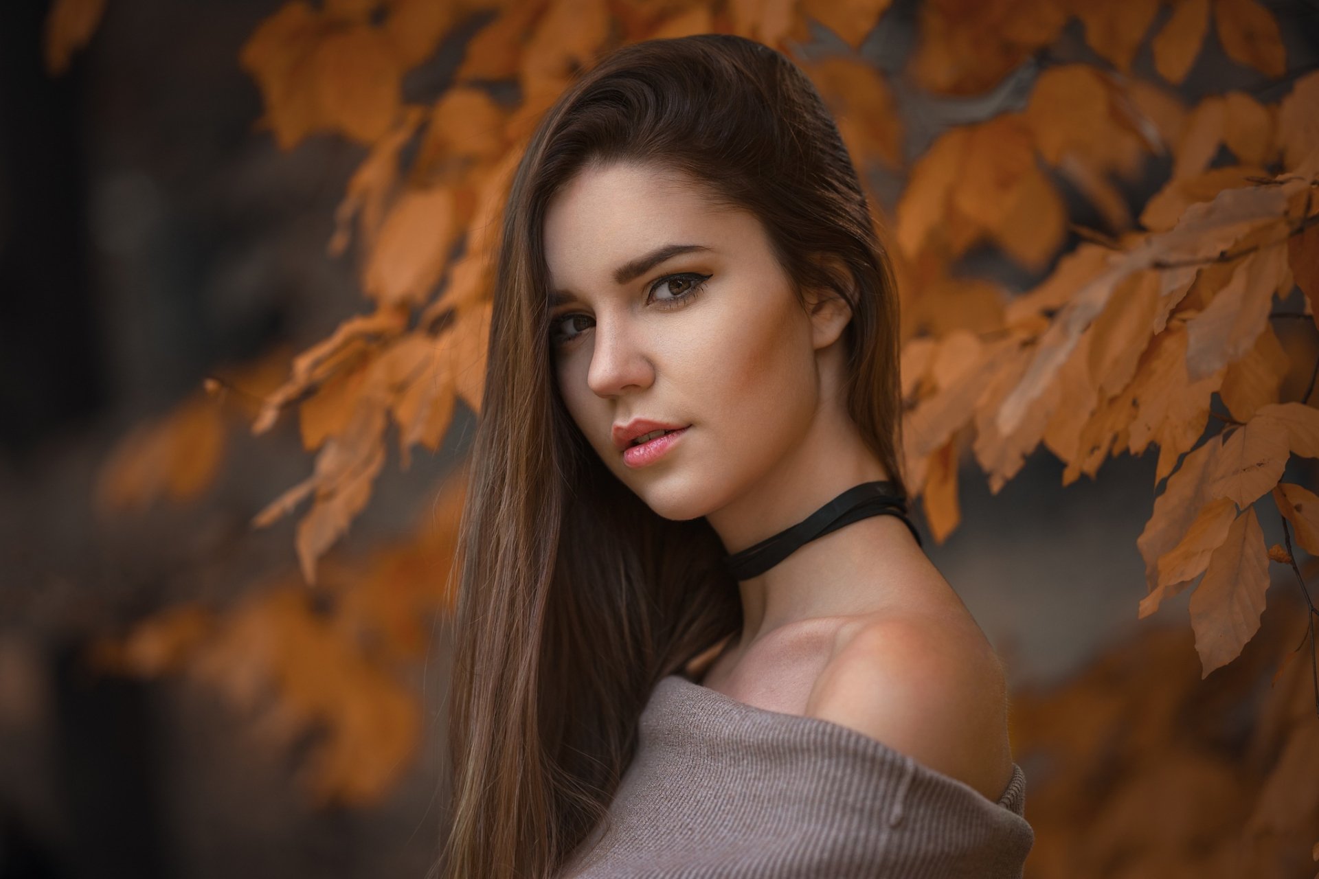 Brunette Beauty in Autumn - HD Wallpaper by Robert Chrenka