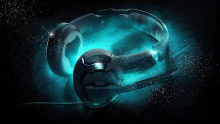 blue headphones computer technology Roccat HD Desktop Wallpaper | Background Image