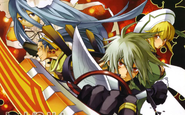 HD PC desktop wallpaper featuring dynamic characters from the anime .hack//G.U., showcasing intense expressions and vibrant colors in an action-packed composition.
