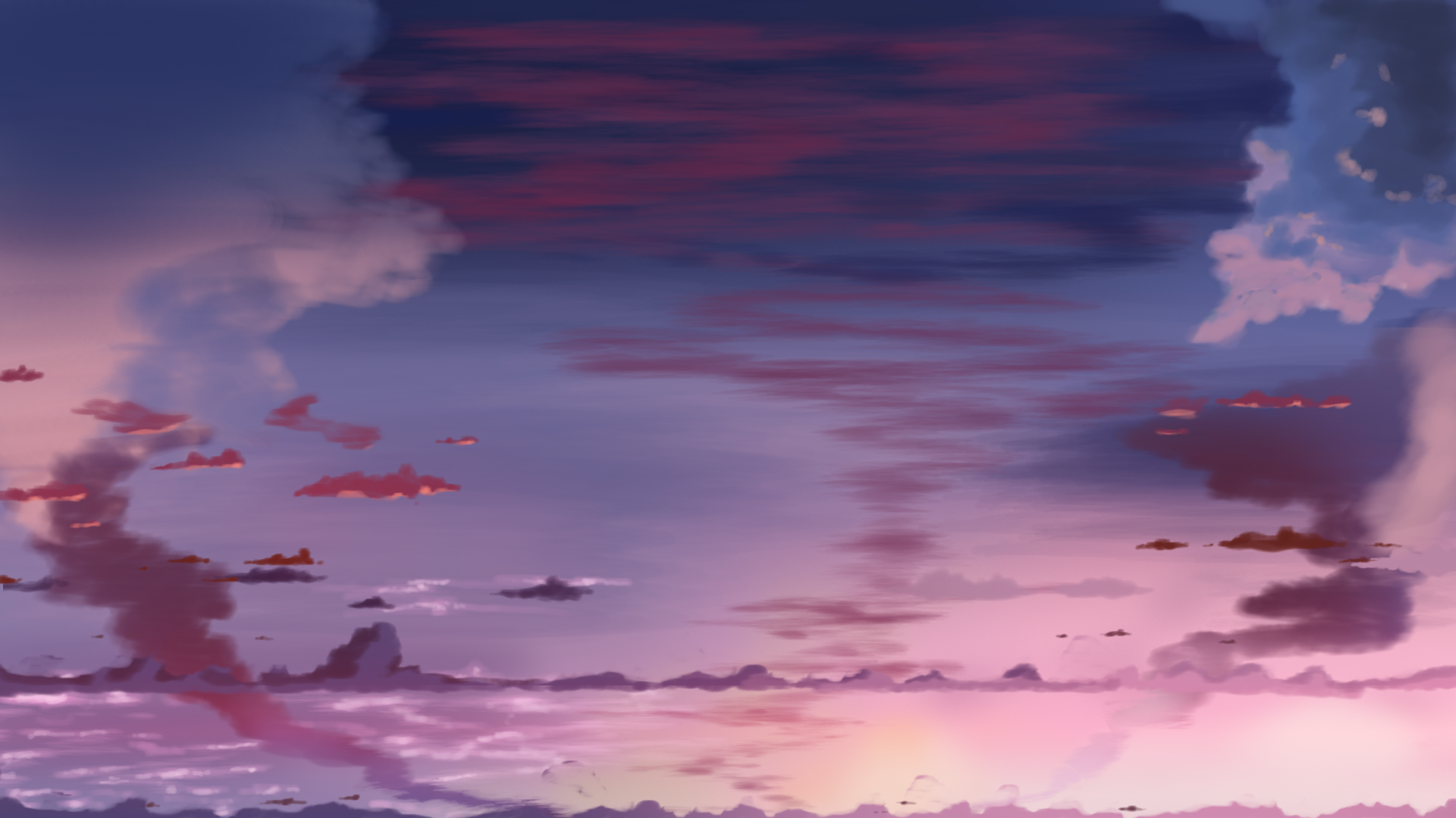 Download Cloud Sunrise Anime Sky HD Wallpaper by 九八