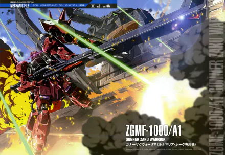 4K Ultra HD anime wallpaper featuring the ZGMF-1000/A1 Gunner ZAKU Warrior from Mobile Suit Gundam Seed Destiny in an intense battle scene.