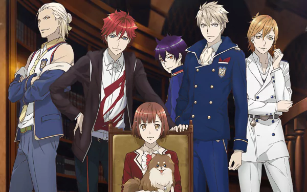 HD PC desktop wallpaper featuring Ritsuka Tachibana, Sogami Urie, Shiki Natsumezaka, Mage Nanashiro, and Rem Kaginuki from the anime Dance With Devils.