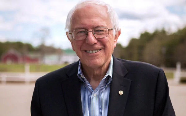 HD desktop wallpaper featuring Bernie Sanders smiling outdoors, suitable as a background.