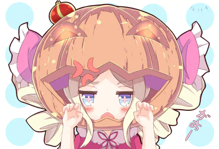 HD anime desktop wallpaper featuring Beatrice from Re:Zero - Starting Life in Another World with her signature pink ribbons and a pouty expression.